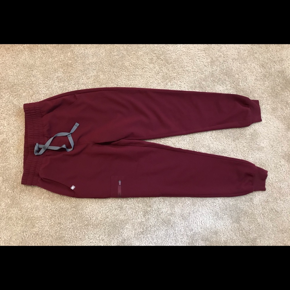 Figs burgundy high waisted Zamora joggers